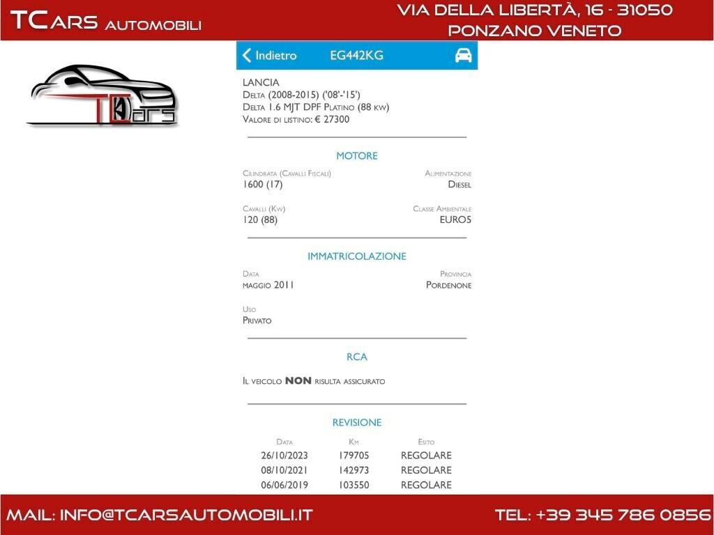 LANCIA DELTA 1.6 MJT - GARANZIA 3 ANNI TOP