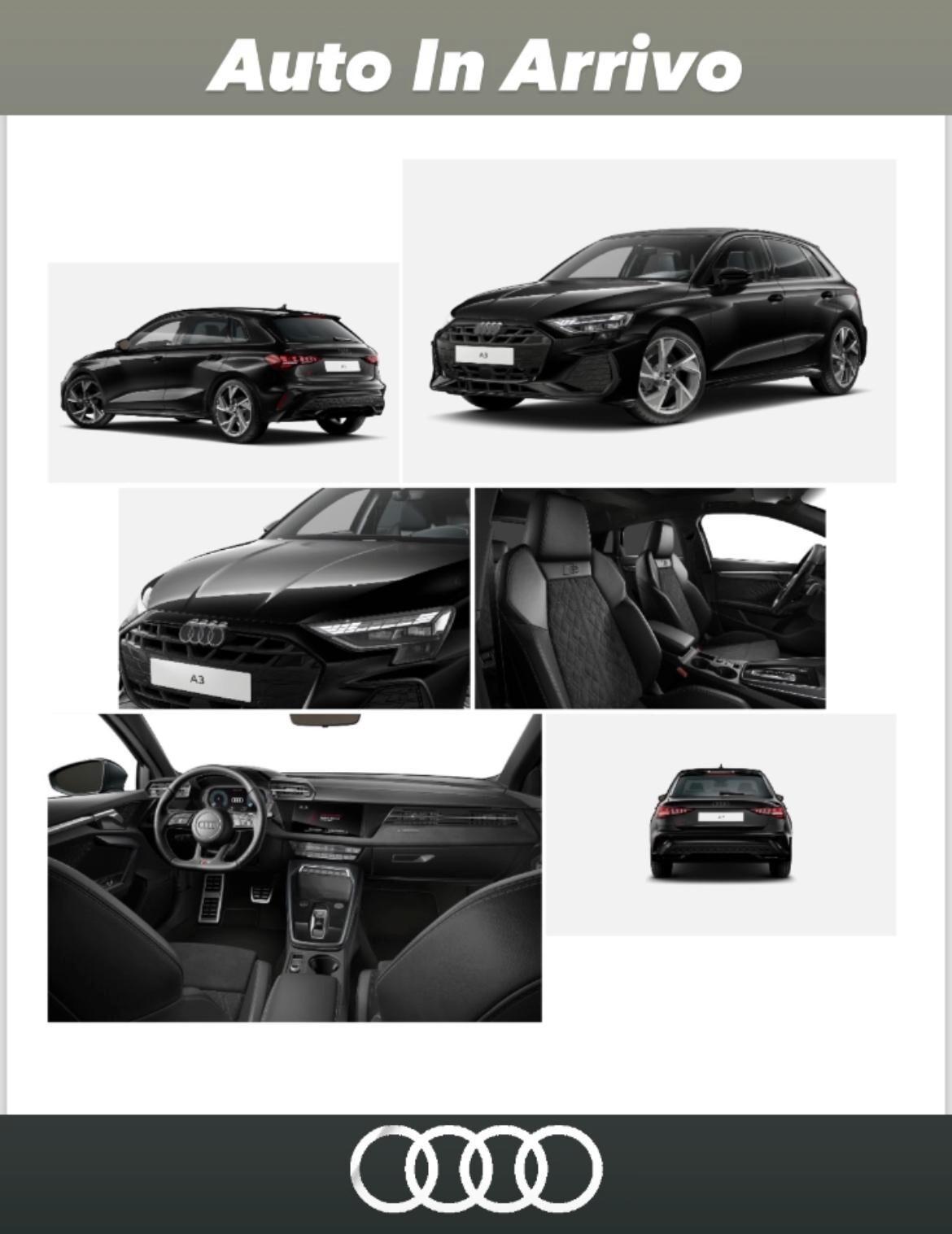 Audi A3 SPB 35 TDI S tronic Identity Black Tetto Aprib. R 19"KMO