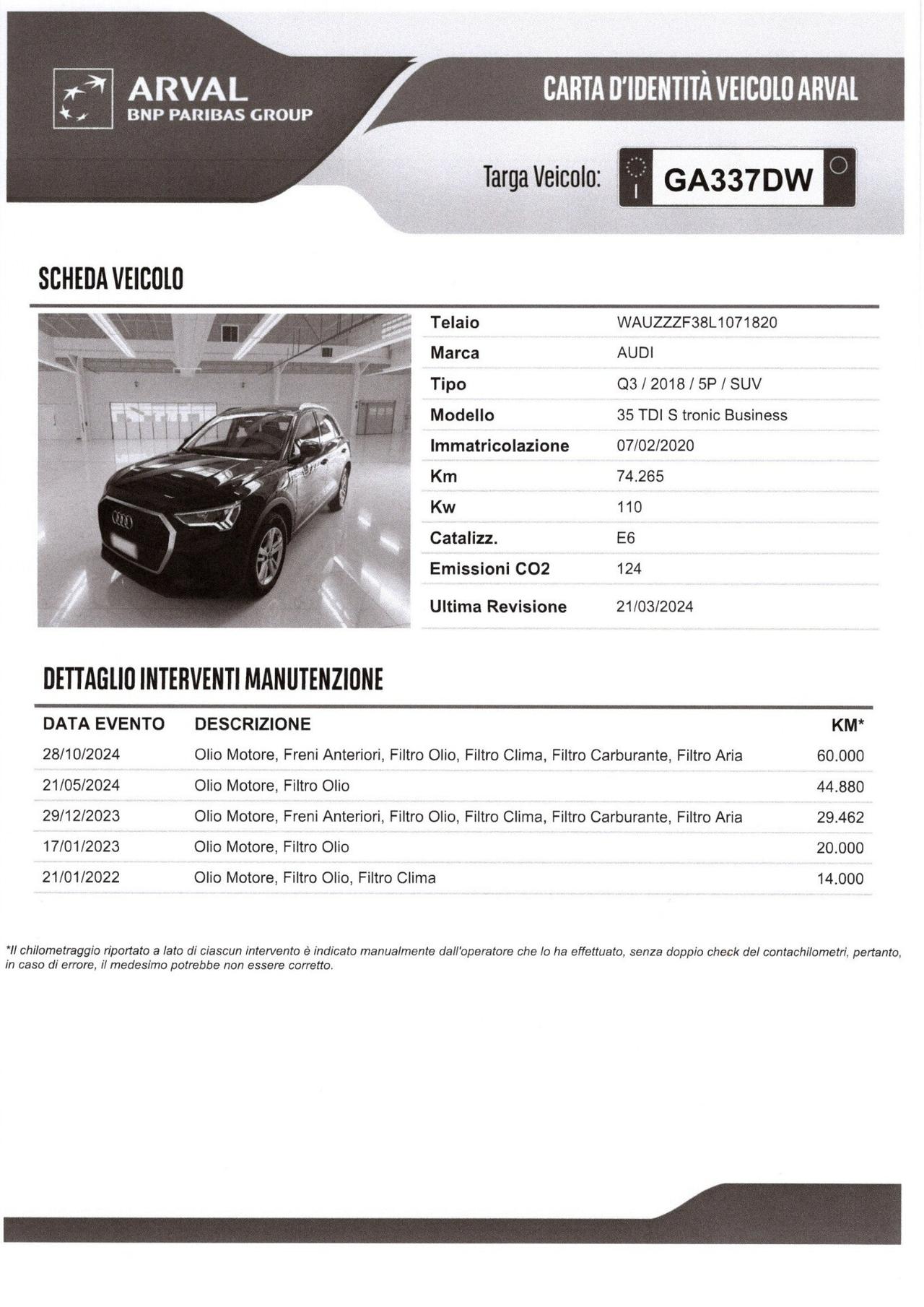 AUDI Q3 35 2.0 TDI ADVANCE - Febbraio 2020