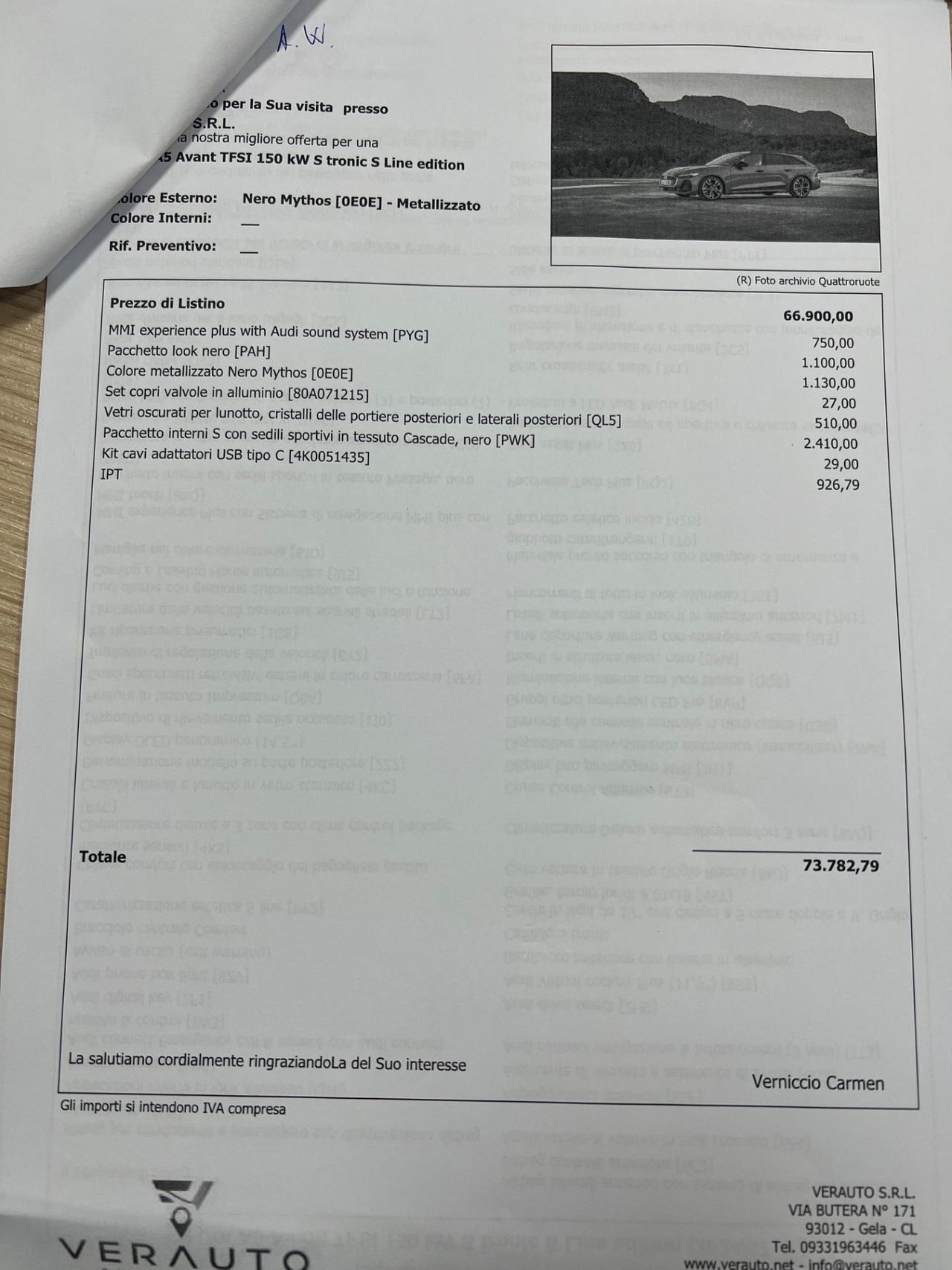 Audi A5 Avant TFSI 150 kW S tronic Line edition Possibilità noleggio no scoring