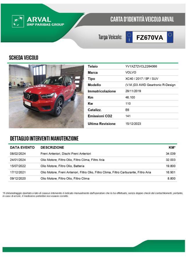 VOLVO XC40 D3 AWD Geartronic R-design Tetto-Telecamera-Park