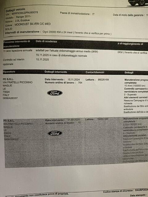 Ford Ranger 2.0 Tdci ECOBLUE aut. 213 CV DC Wildtrak 5 posti, TAGLIANDI FORD
