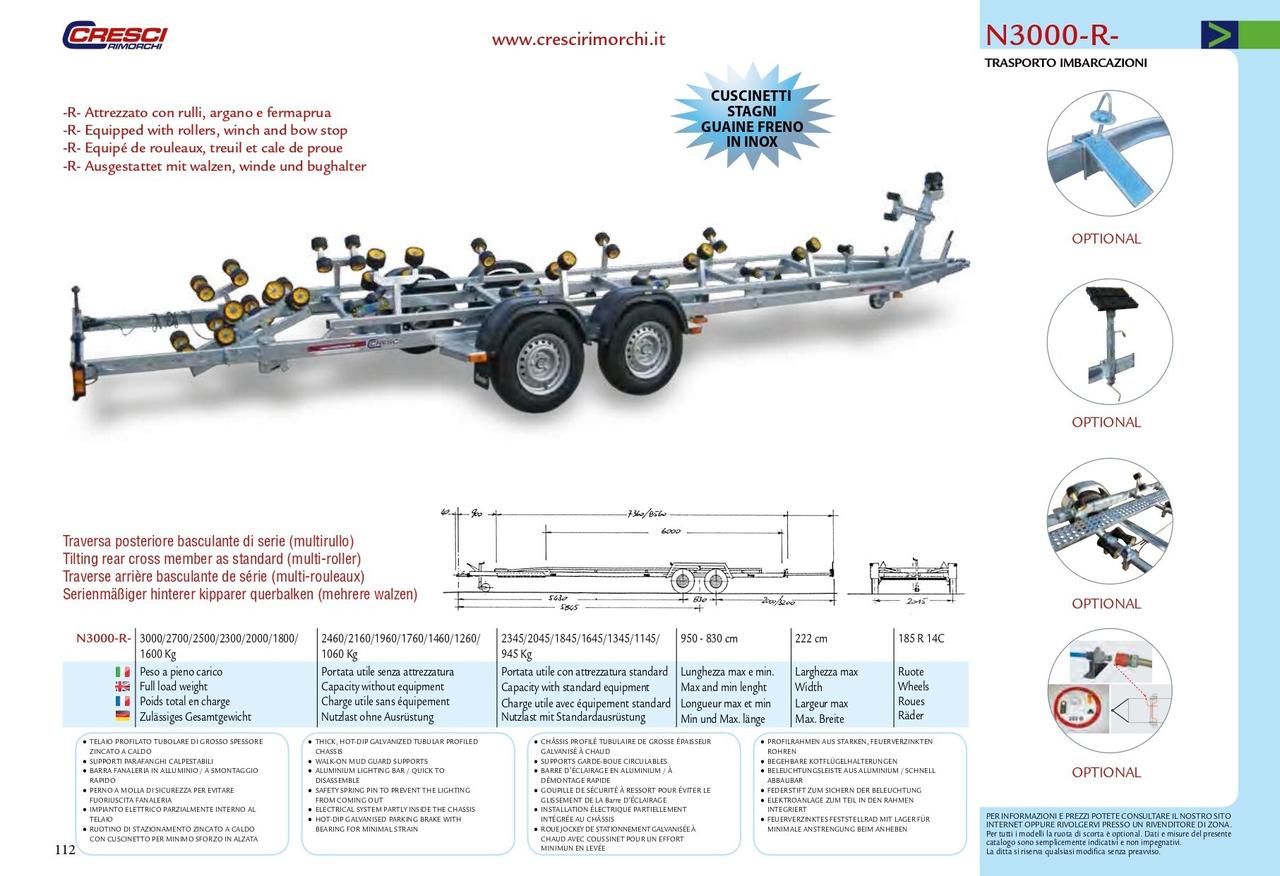 Rimorchio Trasporto Imbarcazioni Cresci N 3000R