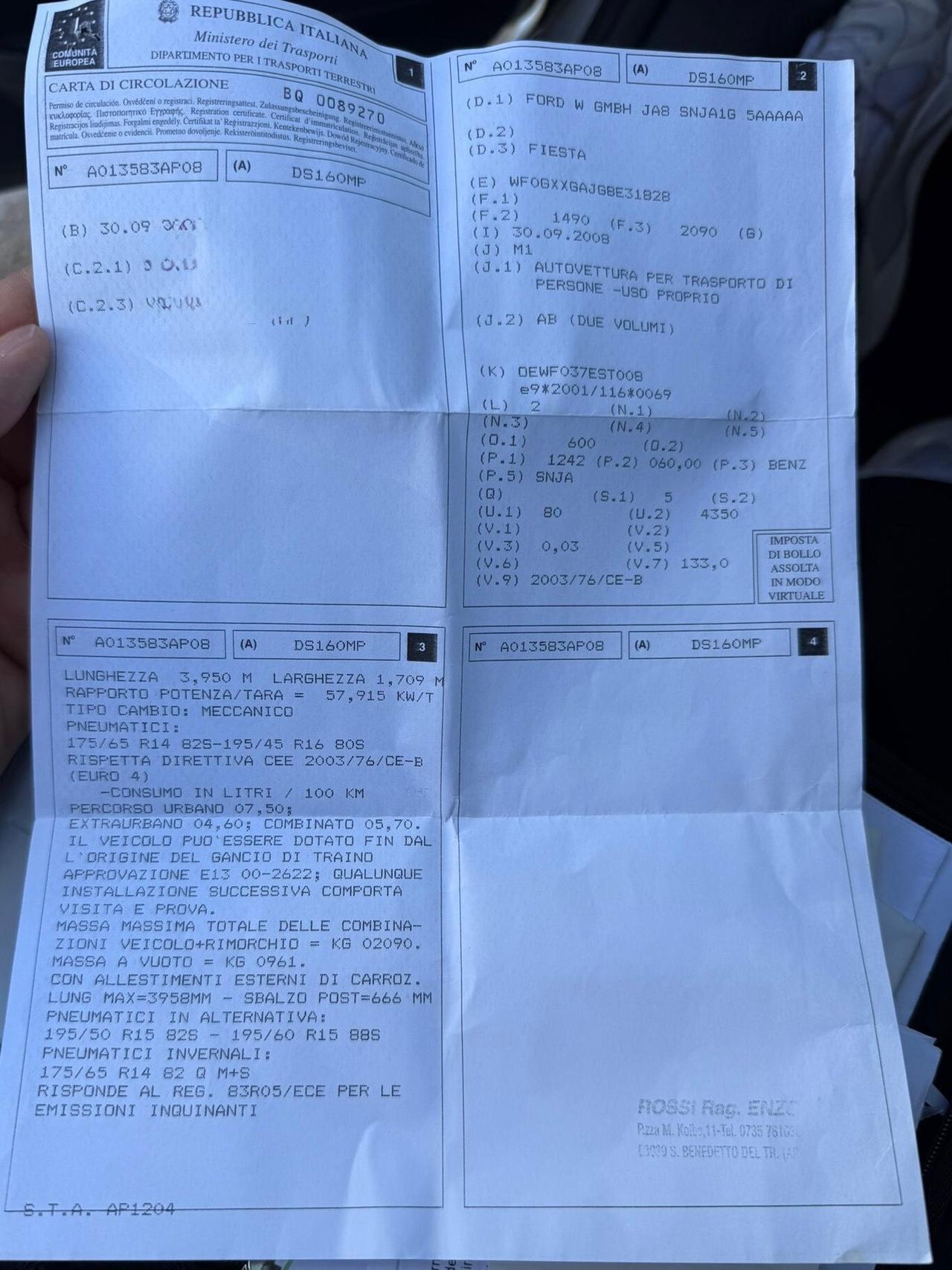 Ford Fiesta Titanium 1.2 benzina Unipro NEOPATENTATI