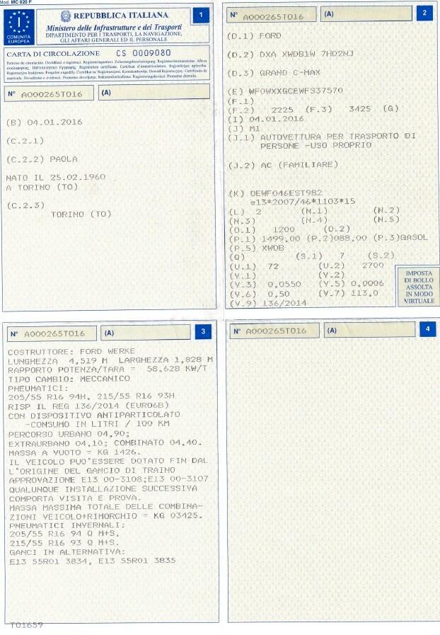 C-Max 7 Posti Unico Prop. Tagliandi Ford 137300Km