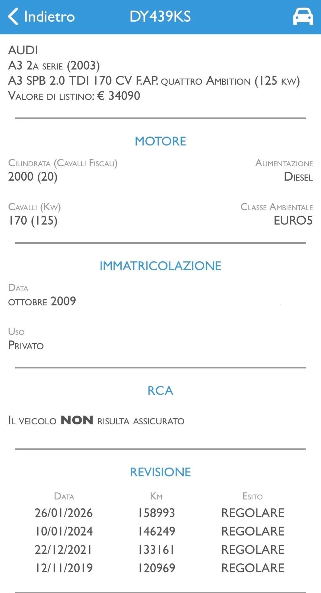 Audi A3 2.0 TDI 170 CV Quattro Xeno Unico P.