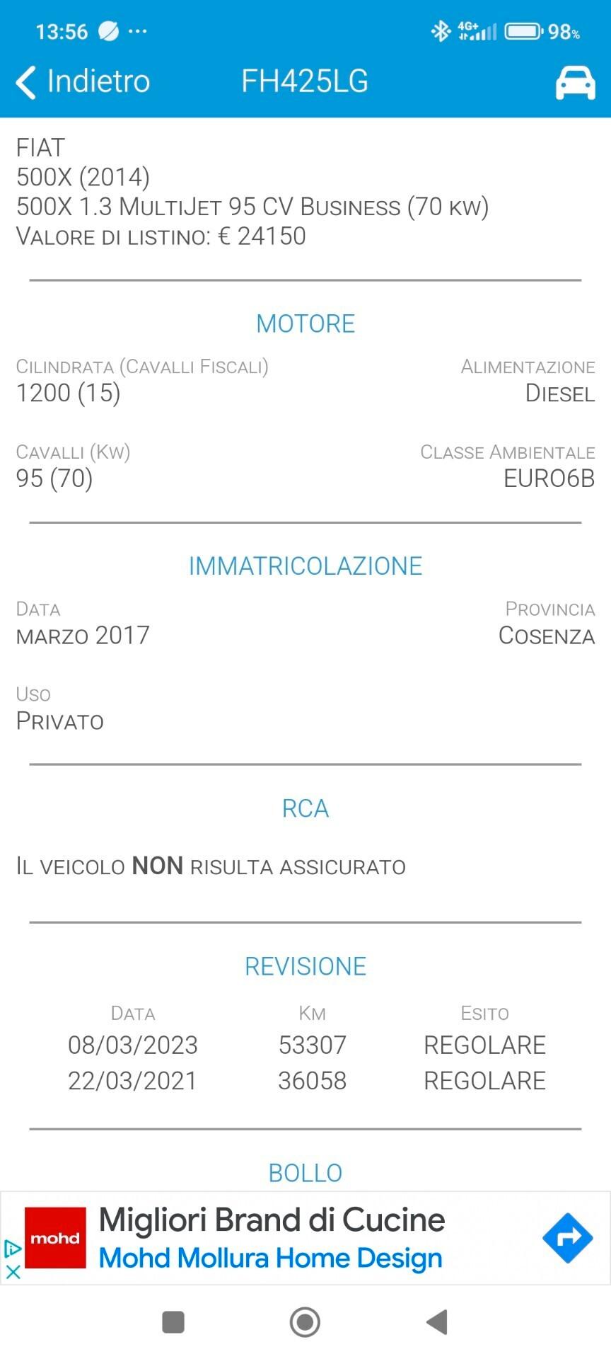 Fiat 500X 1.3 Mjt 95CV Pop Star - Solo KM 68.000