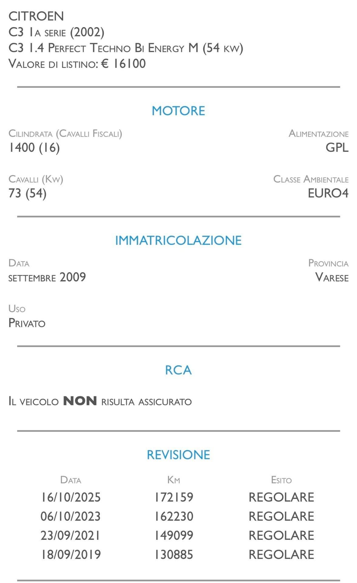 Citroen C3 1.4 Perfect Techno Bi Energy M - METANO - UNICO PROPRIETARIO