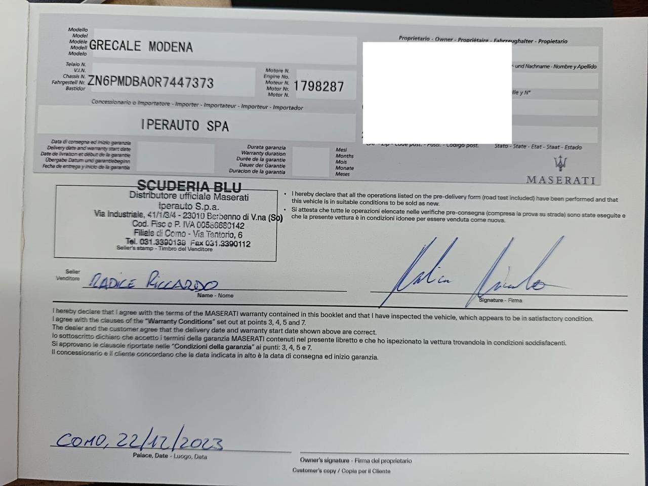 Maserati Grecale MHEV 330 CV AWD Modena, UFF., UNICOPROP., TAGLIANDATA, FULL
