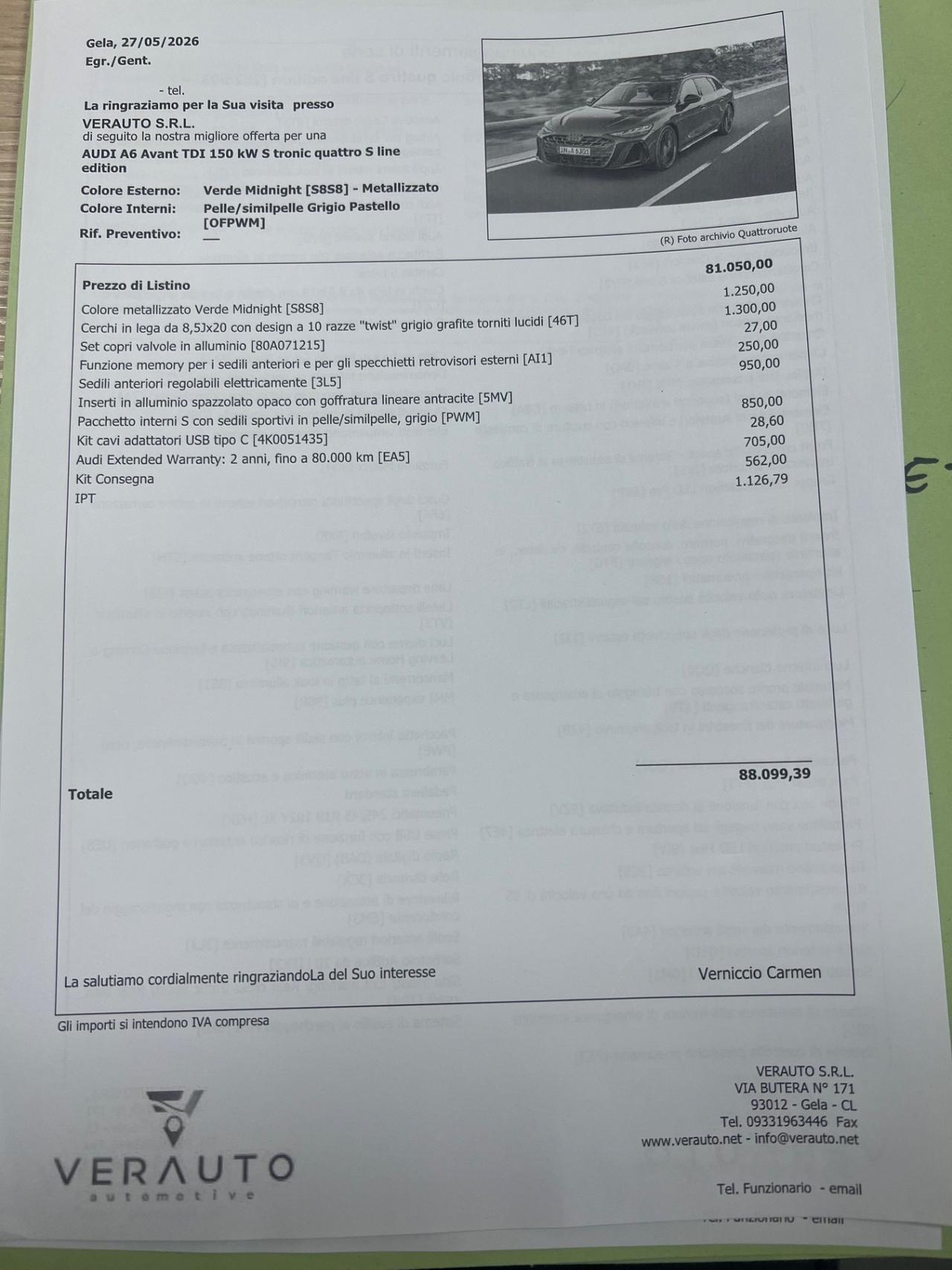 Audi A6 Avant TDI 150 kW S tronic quattro line edition - possibilità noleggio no scoring
