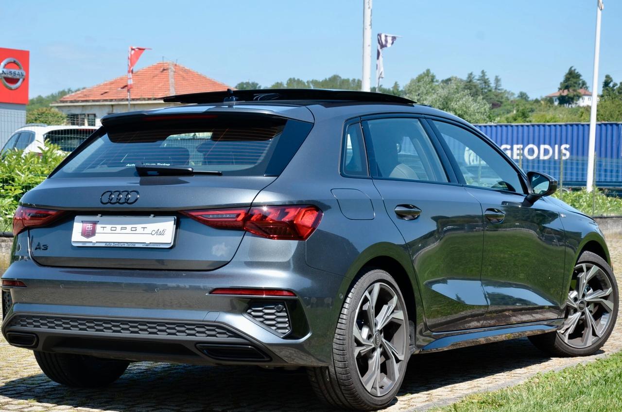AUDI A3 SPORTBACK 35 1.5 TFSI S-LINE INT+EXT 150cv, GARANZIA UFF AUDI, UNICOPROP, UFF ITALIANA, SERVICE AUDI, EURO 6D, TETTO, 18", PERMUTE