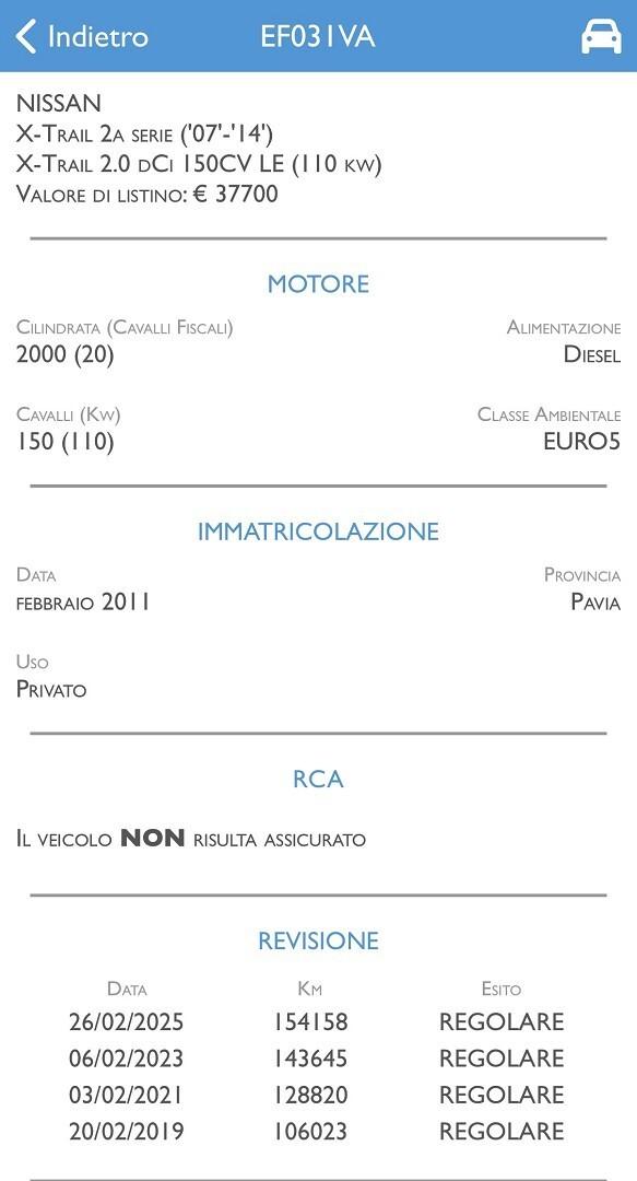 NISSAN X-TRAIL 2.0 DCI LE 4X4 UNICO GARANZIA