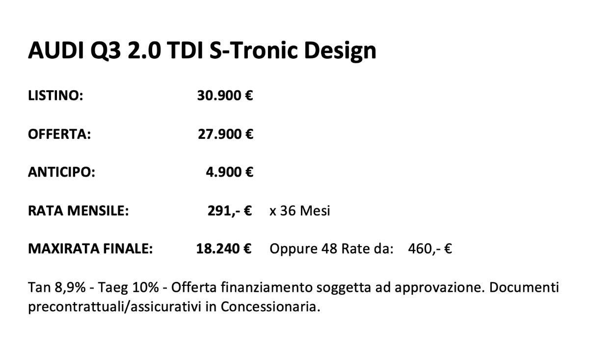 AUDI Q3 2.0 TDI S-Tronic Advanced Navi, Panorama, Unico Prop.