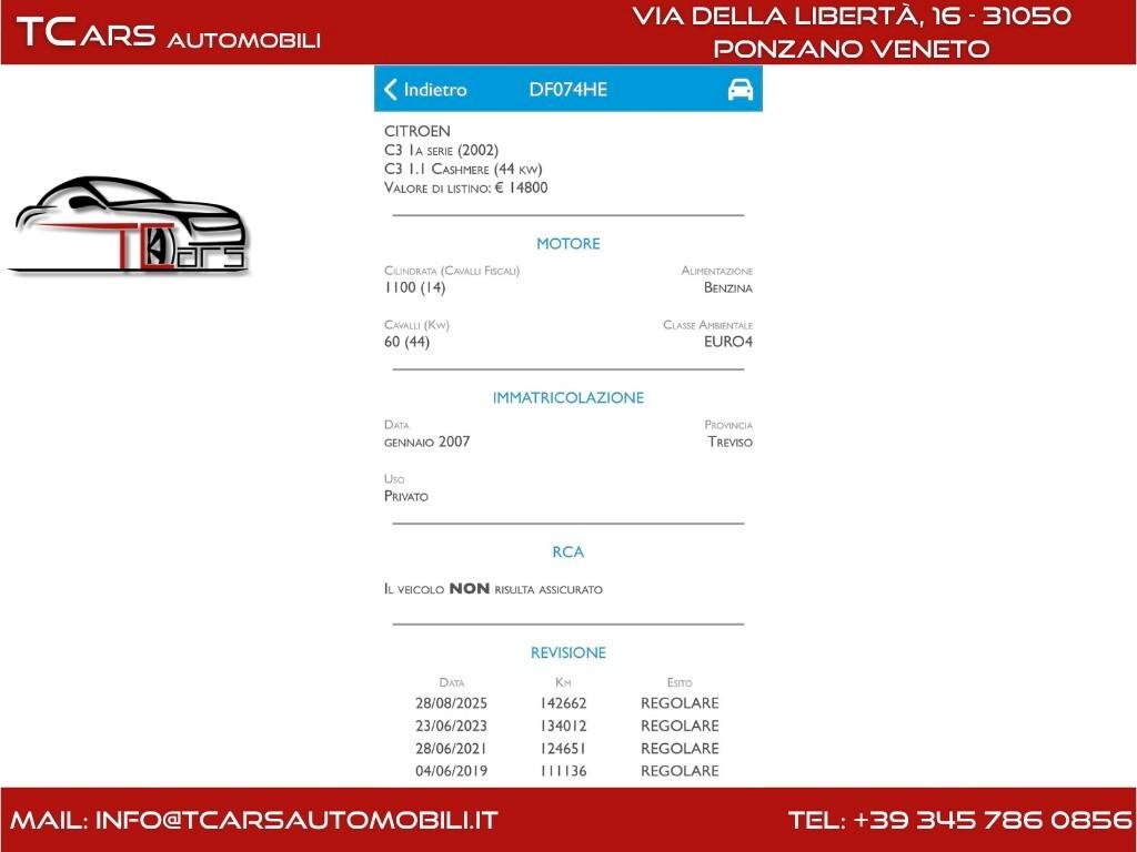 CITROEN C3 1.1 BENZINA - NEOPATENTE - GARANZIA TCARS