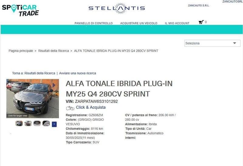 Alfa Romeo Tonale 1.3 280cv Plug-in Hybrid AT6 Sprint Q4