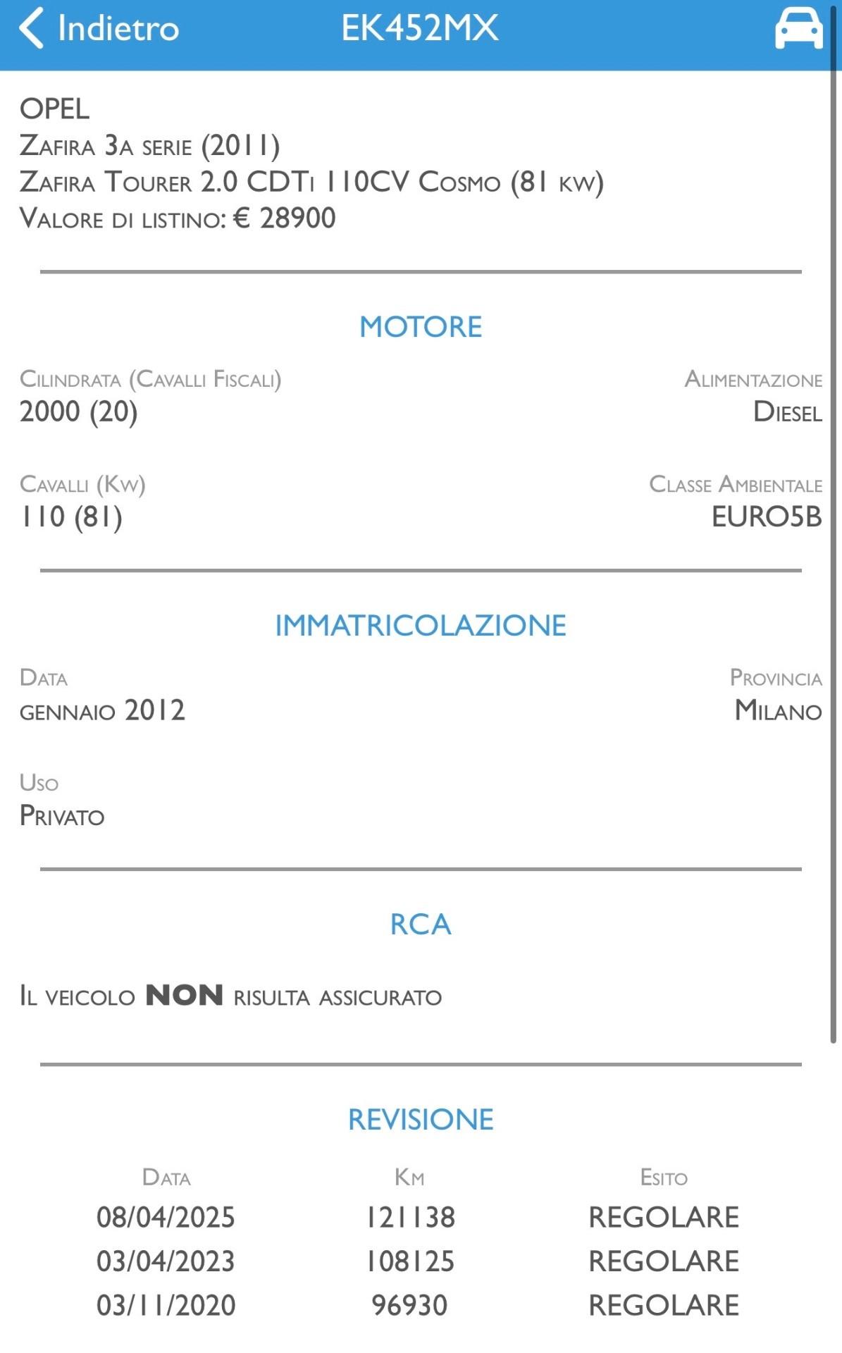 Opel Zafira Tourer 2.0 CDTi 110CV Cosmo