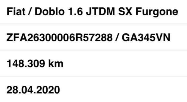 Fiat Doblo 1.6 MJT FURGONE N1