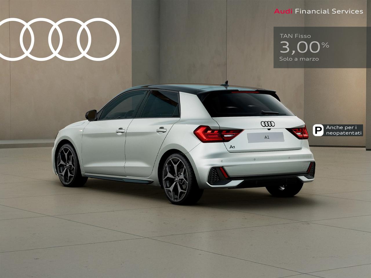 Audi A1 sportback 30 1.0 tfsi identity black 116cv s-tronic