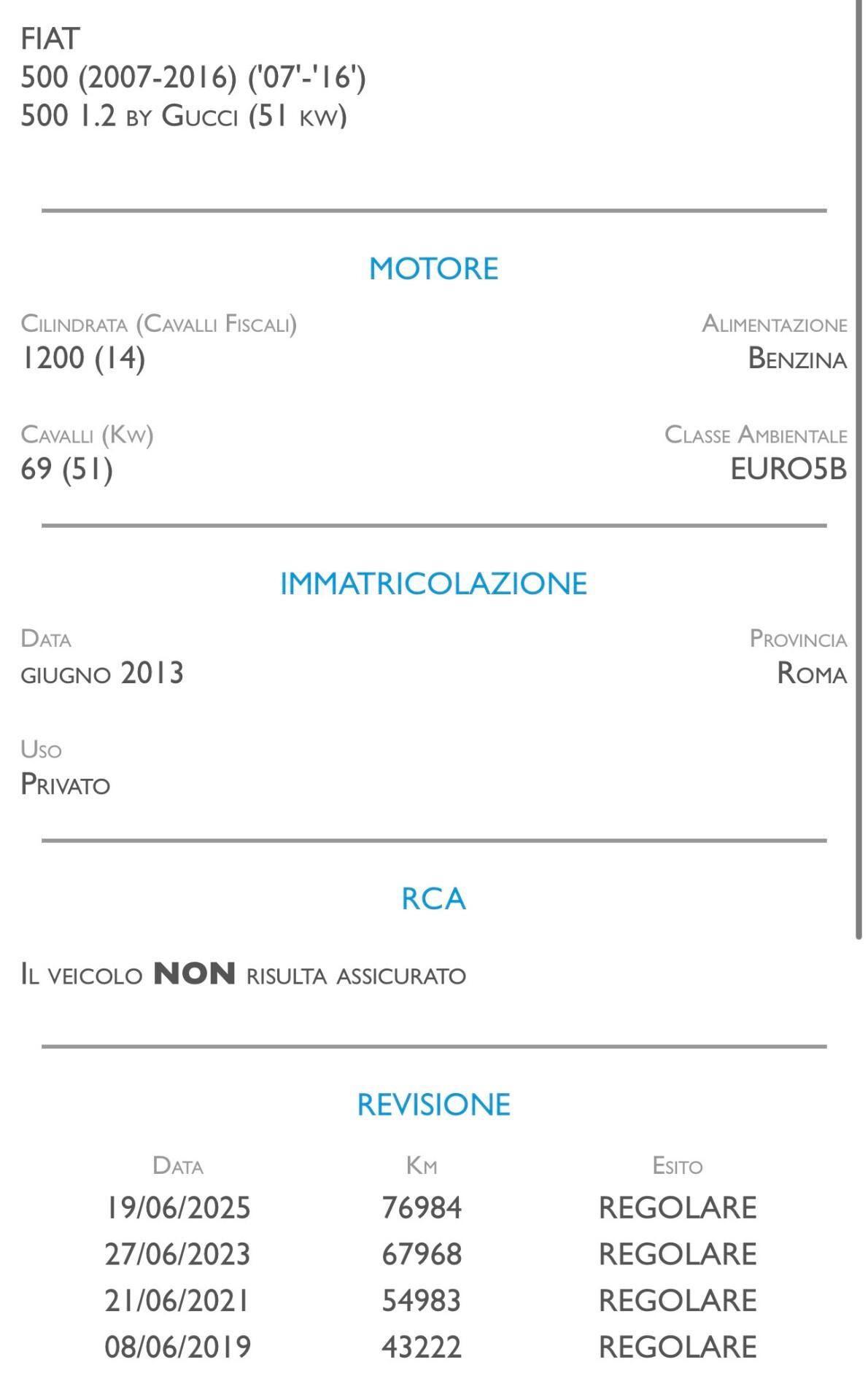 Fiat 500 1.2 by Gucci - IDEALE PER NEOPATENTATI