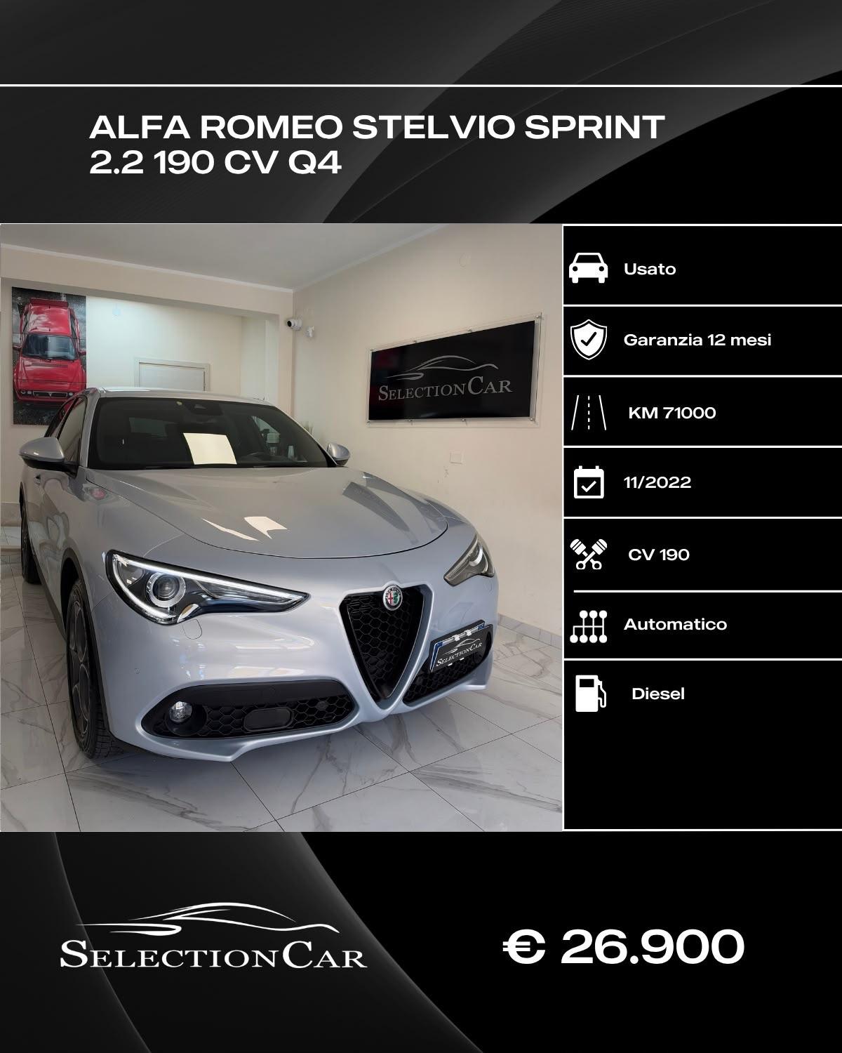 Alfa Romeo Stelvio 2.2 Turbodiesel 190 CV AT8 Q4 Sprint