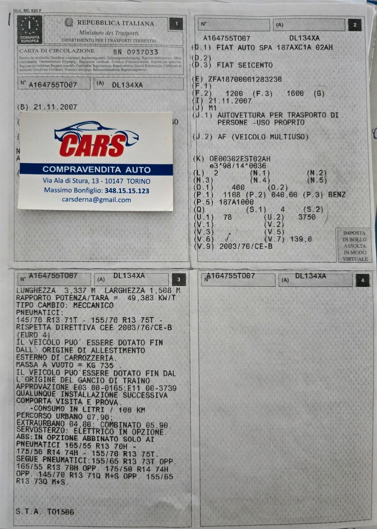 Fiat Seicento 1.1i 54cv