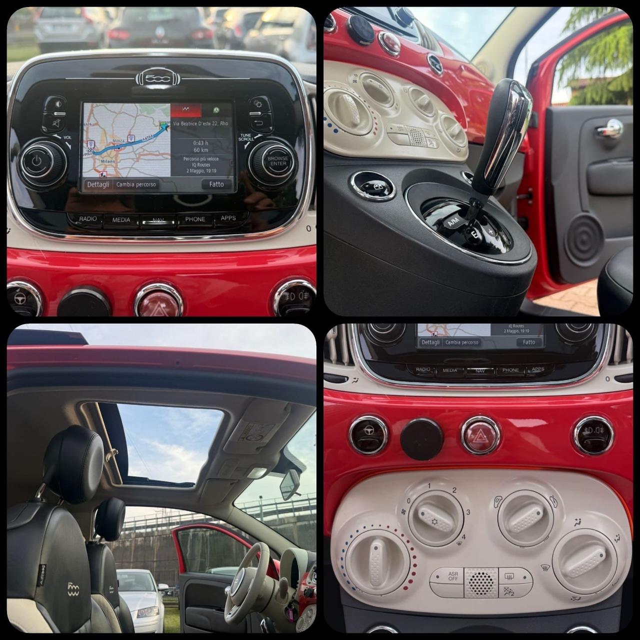 Fiat 500 1.2 Lounge AUTOMATICA TETTO PANORAMICO APRIBILE PELLE FRAU OK NEOPATENTATI
