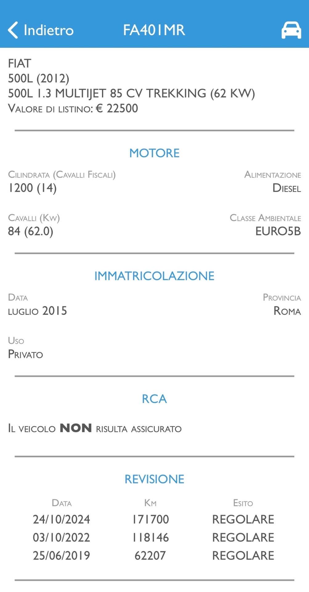 Fiat 500L 1.3 Mjt 85 Cv S&S Trekking - 2015