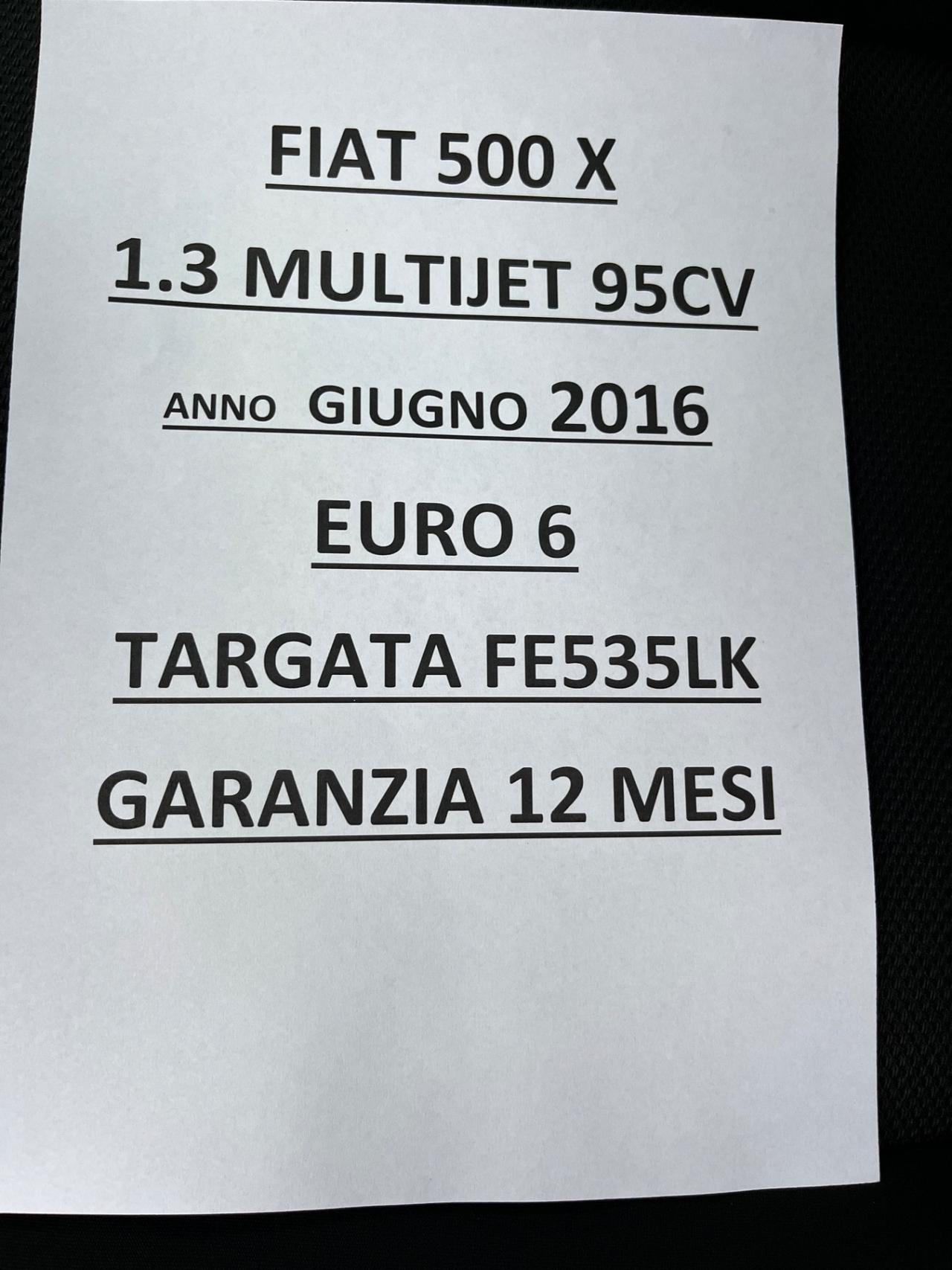 Fiat 500X 1.3 MultiJet 95 CV “Euro6”