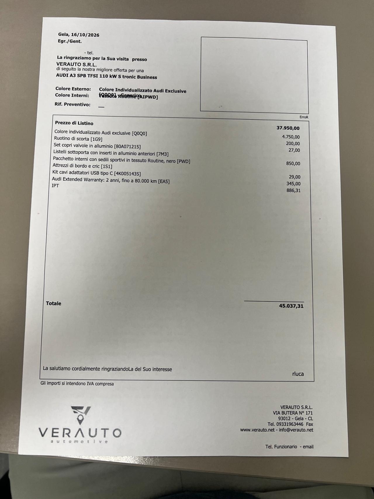 Audi A3 SPB 35 1.5 150CV tfsi mhev Business Stronic - possibilità noleggio no scoring