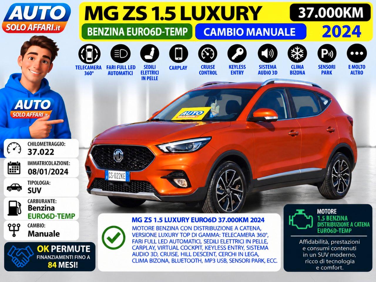 Mg ZS 1.5 EURO6D LUXURY CAMERA 360°/CARPLAY/FULL LED/PELLE