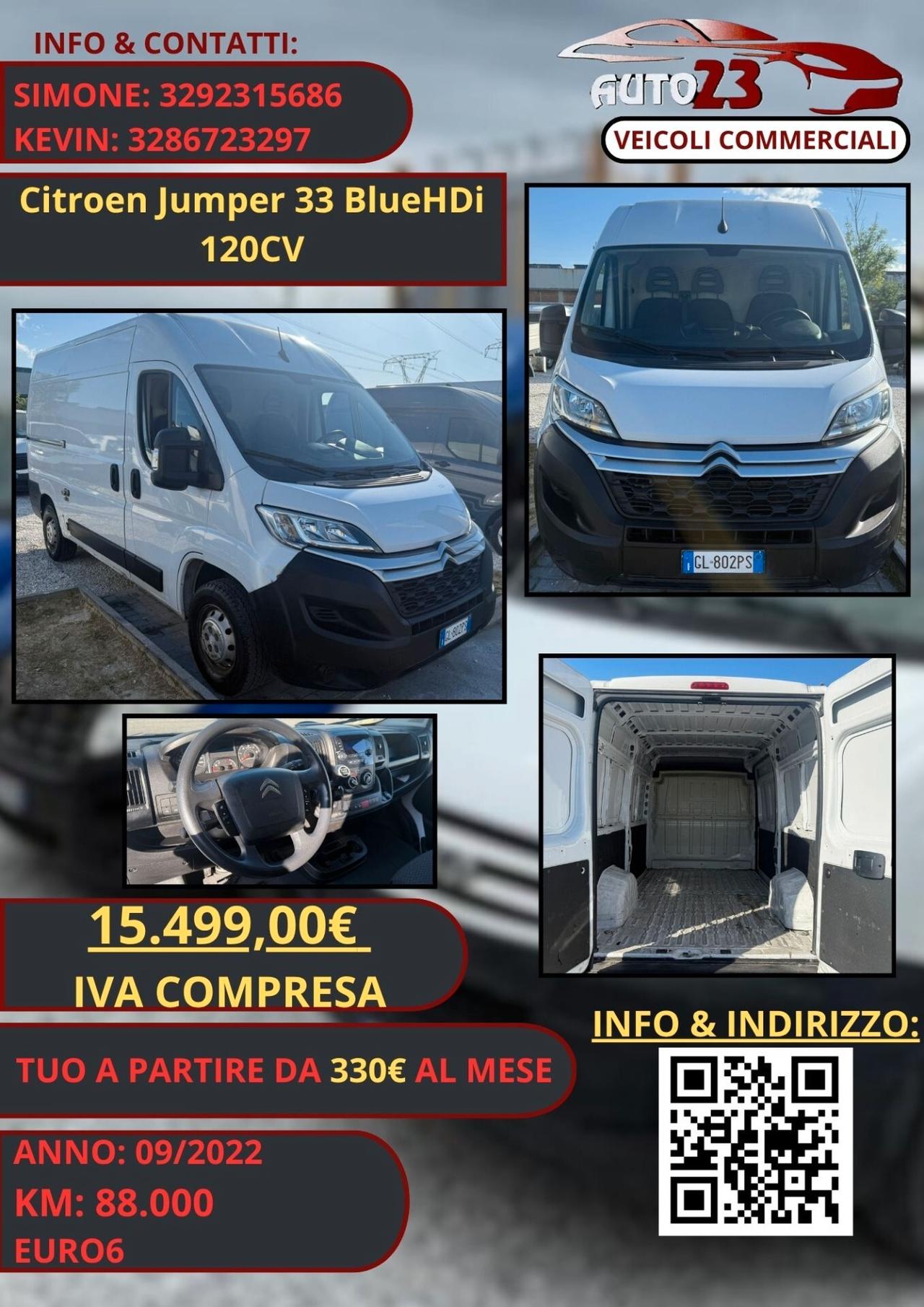 Citroen Jumper 33 BlueHDi 120CV Iva Compresa