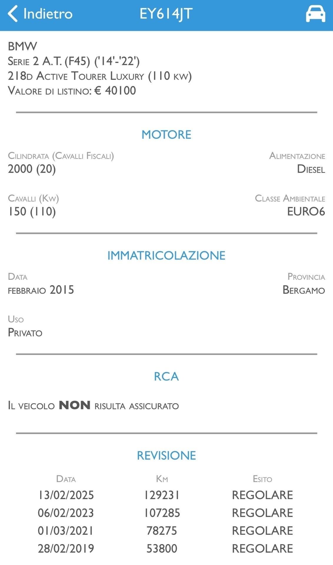Bmw 2er 2.0d Active Tourer F45 218d Msport 150cv