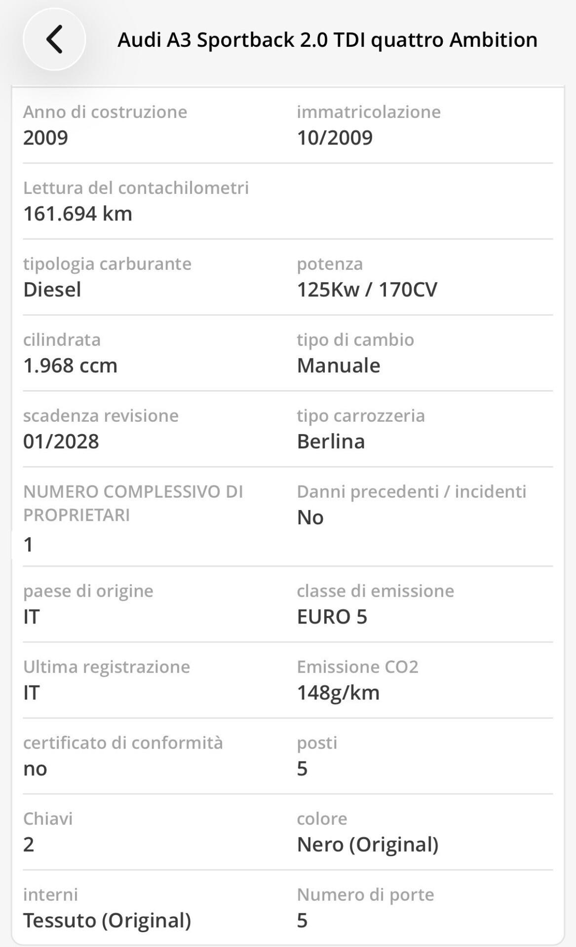 Audi A3 2.0 TDI 170 CV Quattro Xeno Unico P.