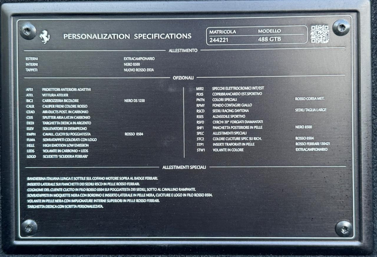 Ferrari 488 GTB + iva 22% - ha 10.900 km ! PREZZO TOP ITALIA -