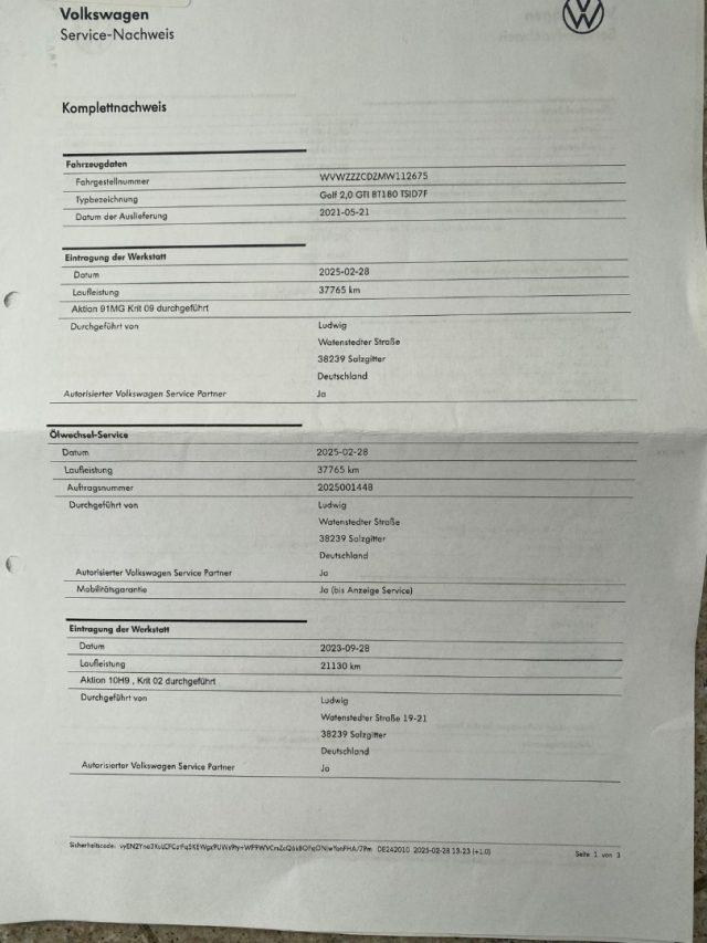 VOLKSWAGEN Golf VIII 2.0 TSI DSG GTI