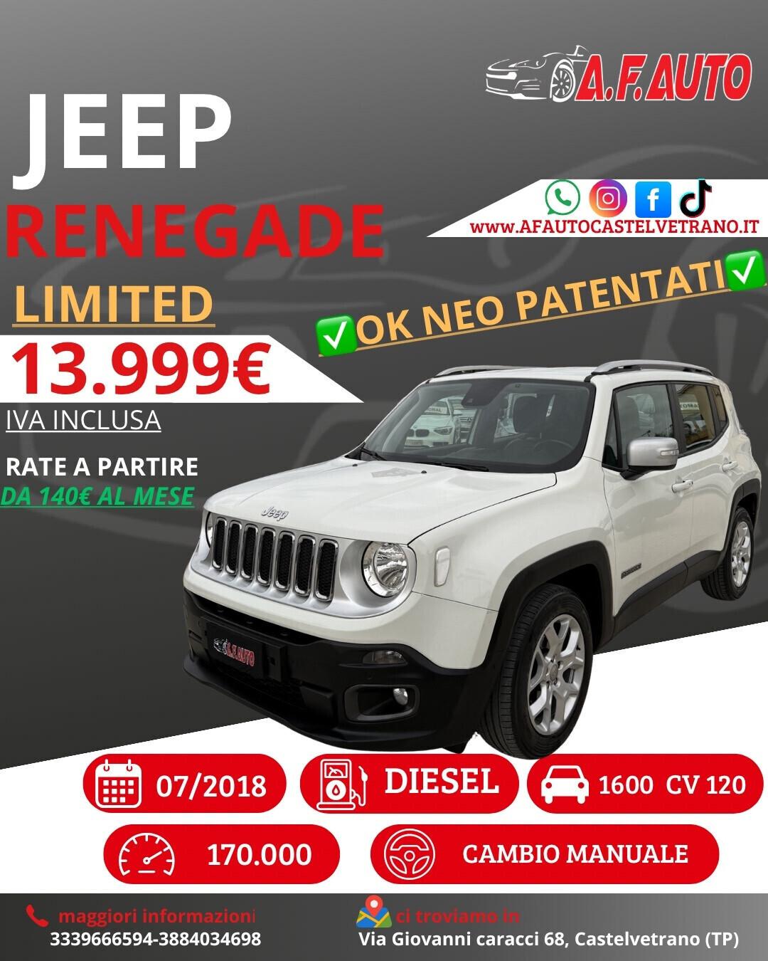 Jeep Renegade 1.6 Mjt 120 CV Limited