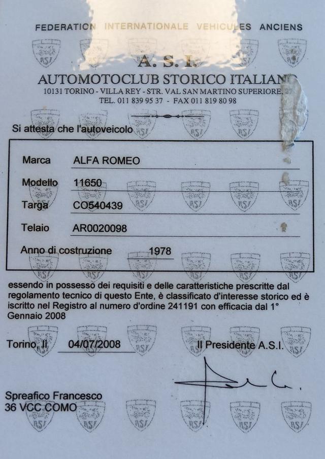 ALFA ROMEO Giulietta 1.6 ASI + CARTA DI CIRCOLAZIONE AUTENTICA