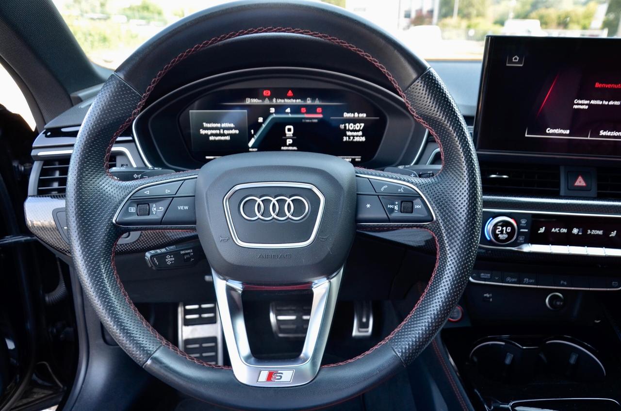 AUDI S5 COUPE 3.0 TDI MHEV QUATTRO 347cv TIPTRONIC, UFF ITALIANA, SERVICE AUDI, TETTO, MATRIX, BLACK PACK, INSERTI IN CARBONIO, 20", PERMUTE