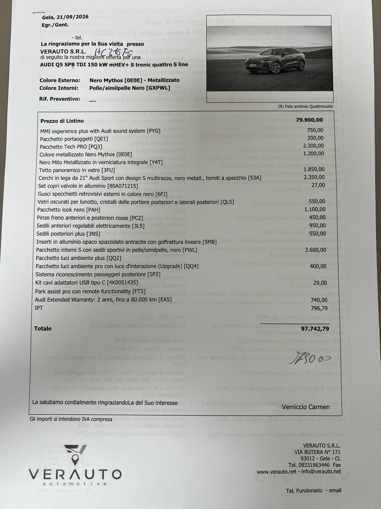 Audi Q5 SPB 2.0 204cv tdi mhev S line quattro s-tronic - possibilità noleggio no scoring