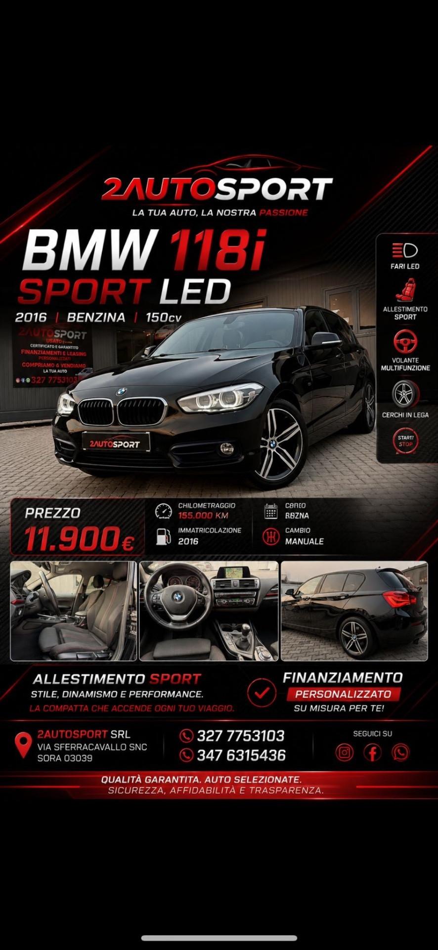 BMW 118 I BENZINA 150cv SPORT LED 2016