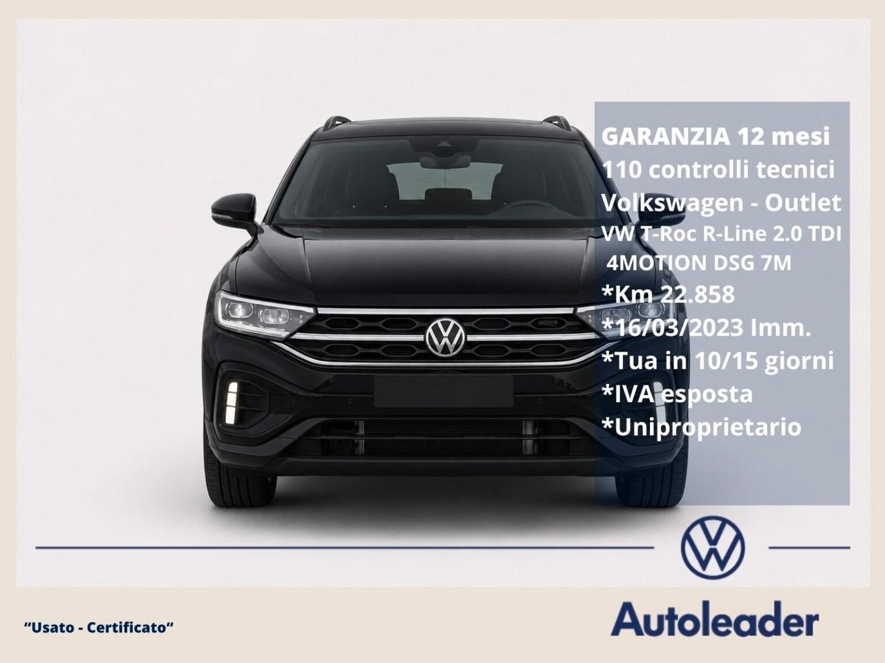 Volkswagen T-Roc 2.0 TDI SCR 150 CV DSG 4MOTION R-Line