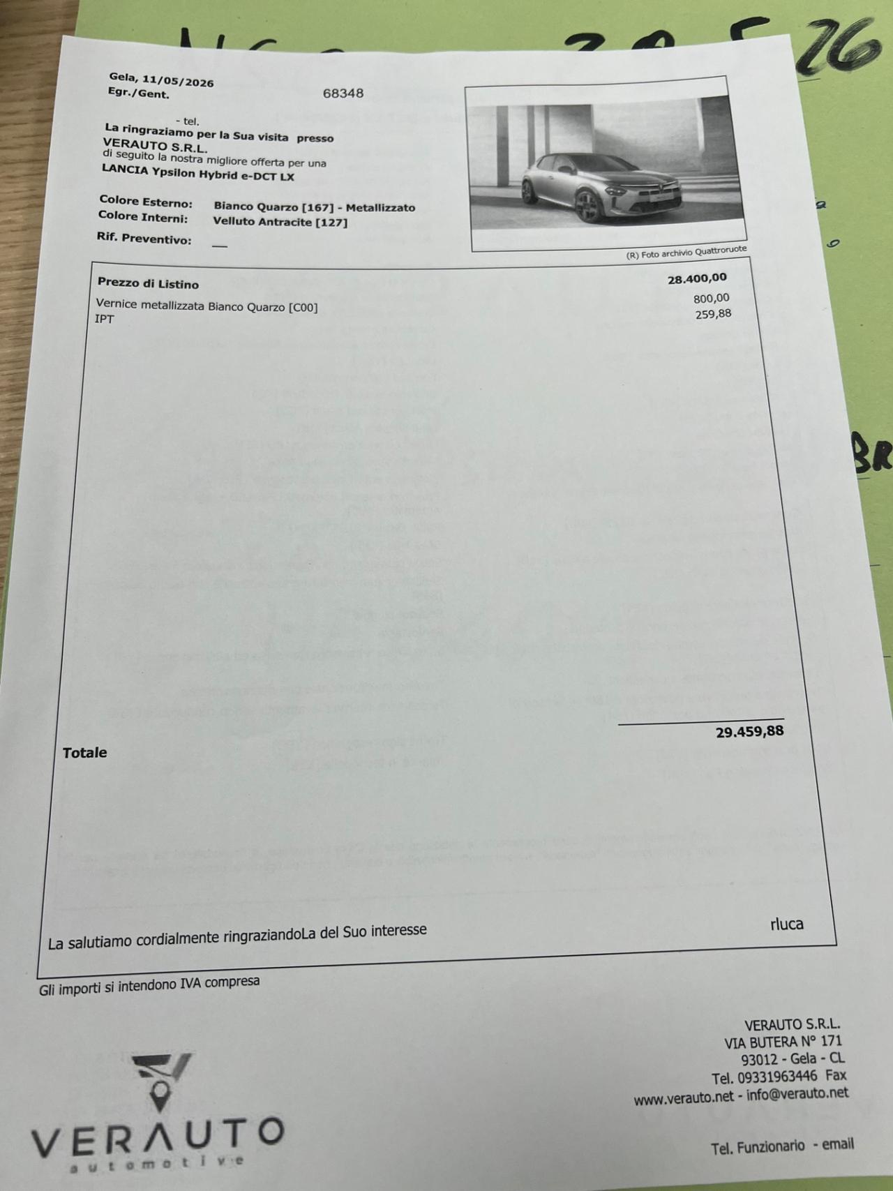 Lancia Ypsilon Hybrid e-DCT LX 1.2 - possibilità noleggio no scoring
