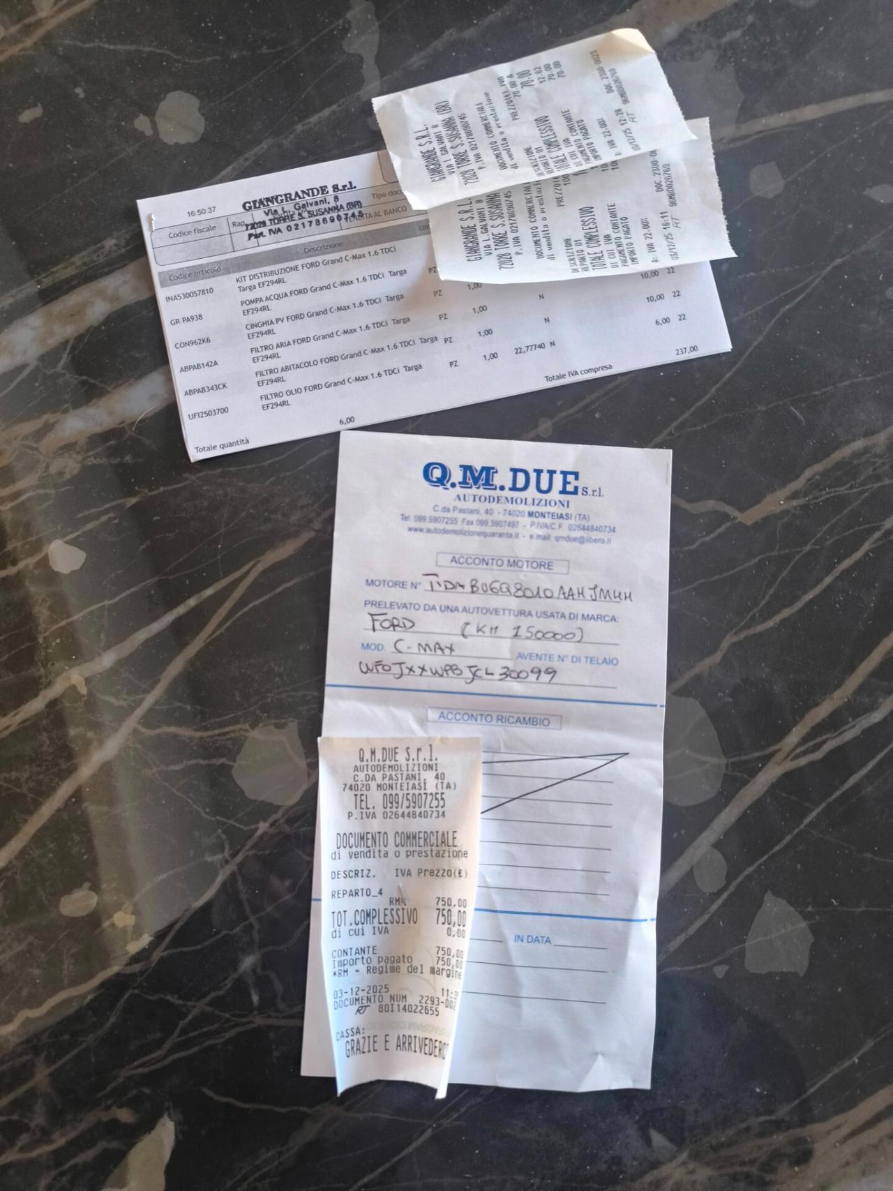 Ford C-Max C-Max7 1.6 TDCi 115CV MOTORE NUOVO