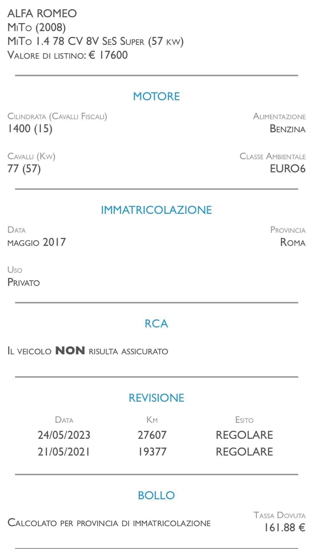Alfa Romeo MiTo 1.4 78 CV 8V S&S Super - NEOPATENTATI