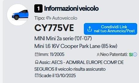 Mini 1.6 16V Cooper Park Lane
