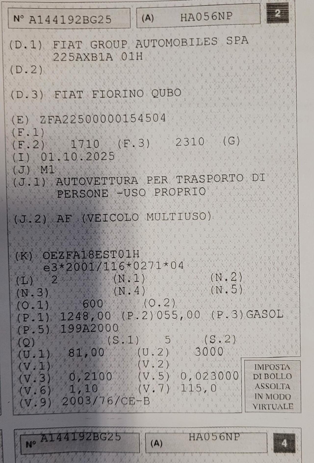 Fiat Qubo 1.3 MJT 75 CV .. 5 POSTI..PREZZO COMMERCIANTE..