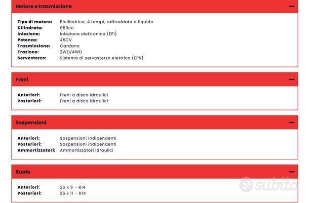 QUADRICICLO UTV - Aodes Workcross 650 Utv - Novità 4x4 - Agricolo con Targa Gialla