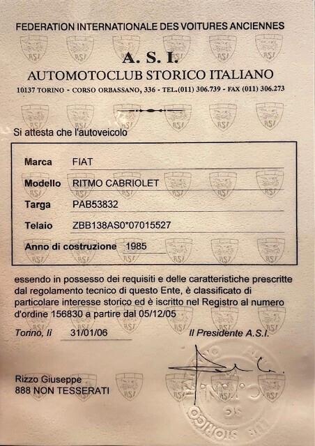 Fiat Ritmo Cabrio 7000 Km Nuova