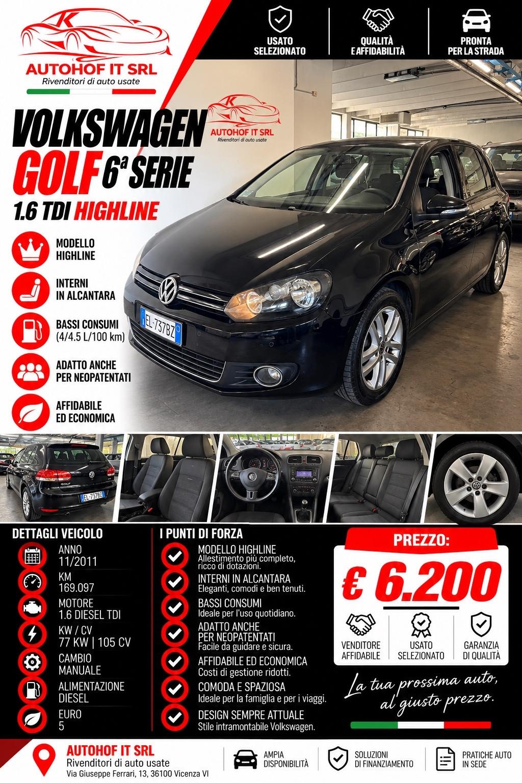 Volkswagen Golf 1.6 TDI Highline |OK NEOPATENTATI |