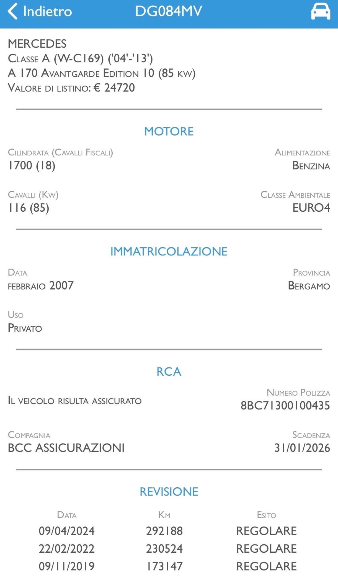 Mercedes-benz A 170 Elegance 116cv 5PORTE BENZINA EURO4